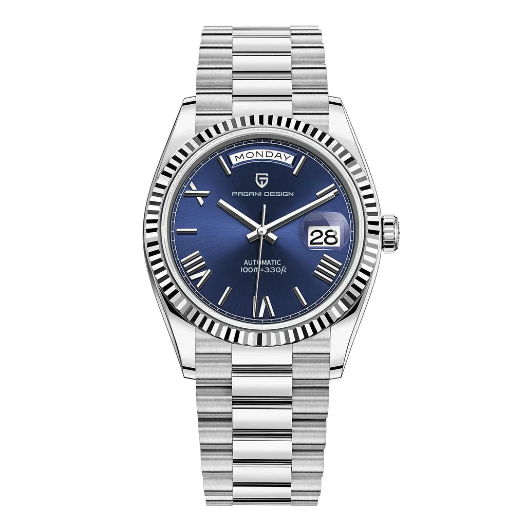 Klassische Analoguhr mit hochwertigem Metallarmband
