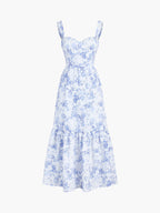 Clarise - Langes Kleid mit Reißverschlüssen und Blumentaschen
