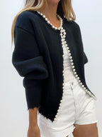 Damen Strickjacke mit Perlenbesatz - Ailvina