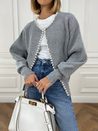 Damen Strickjacke mit Perlenbesatz - Ailvina