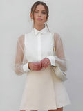 Isabella - Halbdurchsichtiges Hemd mit Puffärmeln aus Organza