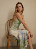 Lina - Geteiltes Midikleid mit Blumendruck von Monet