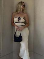 Ruby - Geknotetes Röhren-Midi-Pulloverkleid