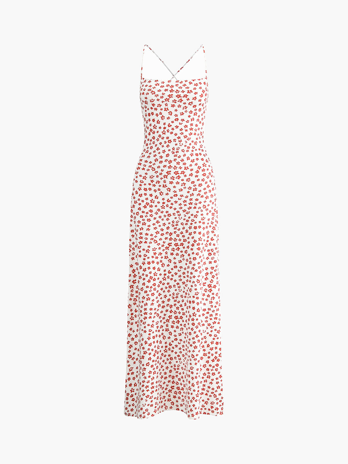 Lenay - Trägerkleid mit Blumendruck, überkreuzt, langes Sonnenkleid