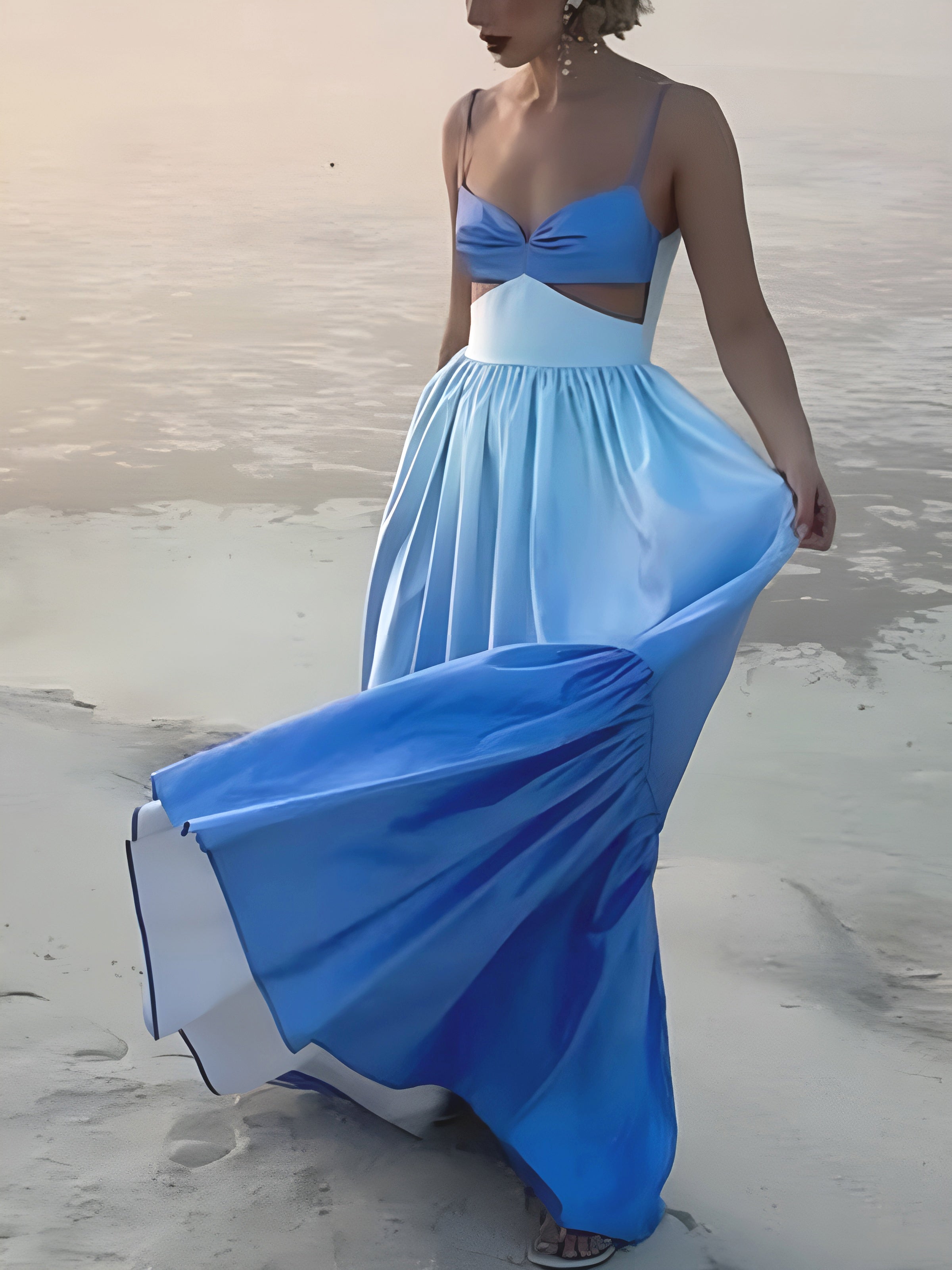 Jane - Rückenfreies langes Cami-Kleid mit Ausschnitt