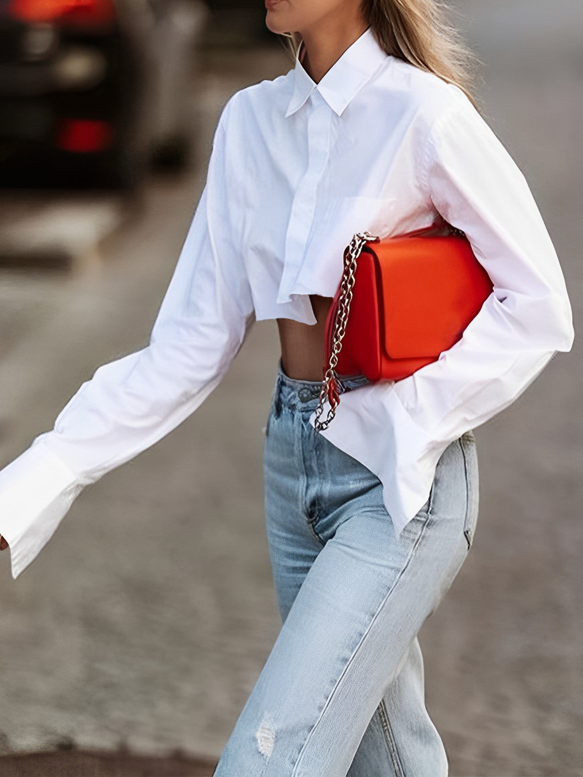Everly - Asymmetrisches Baumwoll-Crop-Shirt
