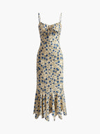 Lily - Geknotetes langes Kleid mit unregelmäßigem Saum und Blumendruck