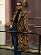 Lang geschnittener Leoparden-Trenchcoat für Damen im urbanen Stil - Svea