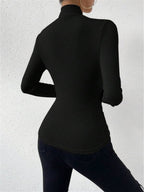 Gestricktes Damen-T-Shirt mit Stehkragen - Sigrunel