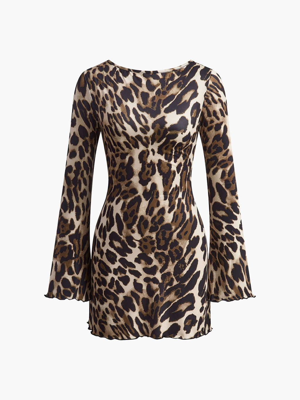 Leopardenkleid mit offenem Rücken und Schleife für Damen - Elena