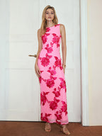 Aurora - Romance Floral Ärmelloses Mesh Kleid