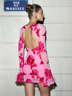 Emily - Romance Floral Rückenfreies Mesh Kleid