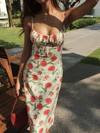 Gisela - Geblümtes Kleid mit geraffter Knopfleiste