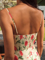Gisela - Geblümtes Kleid mit geraffter Knopfleiste