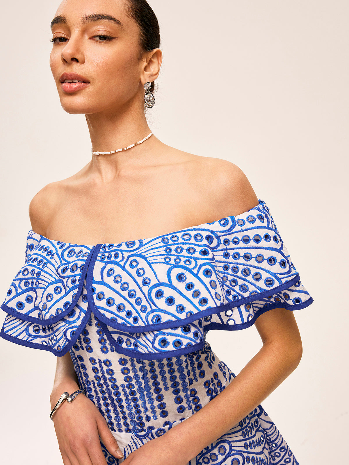 Hanna - Halbtransparentes Kleid mit geraffter Schulterpartie