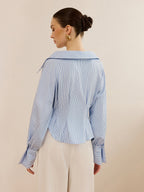 Gestreifte Damenbluse mit breitem Kragen - Anny