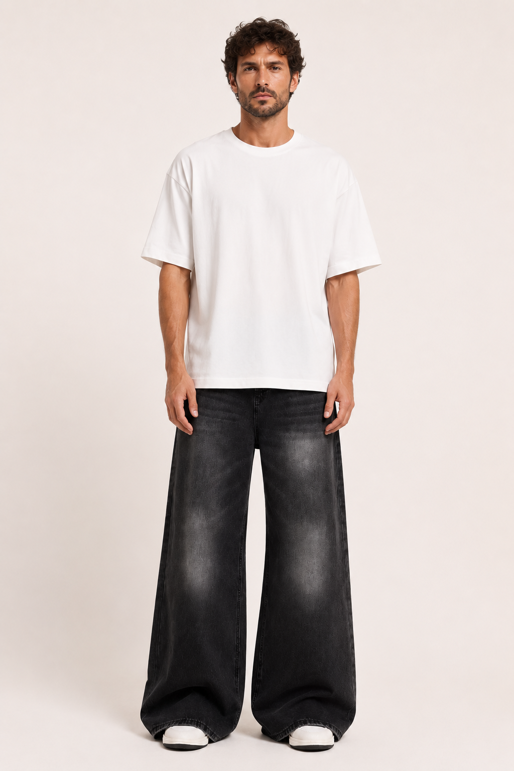 Retro-Baggy-Jeans für Herren mit sehr weitem Bein und verwaschener Optik – Klaus