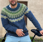 Silas - Vintage Strick-Jacquard-Pullover mit Rundhalsausschnitt