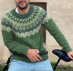 Silas - Vintage Strick-Jacquard-Pullover mit Rundhalsausschnitt