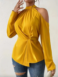 Dear - Coole Schulter Stehkragenbluse