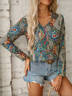 Mia - Lockere Bluse mit Paisley-Print und V-Ausschnitt