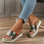 Femke - Damen-Keilabsatz-Sandalen mit Blumenmuster