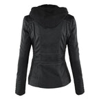 Elegante Biker-Lederjacke mit Kapuze