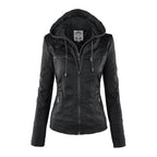 Wetterfeste Lederjacke mit Kapuze