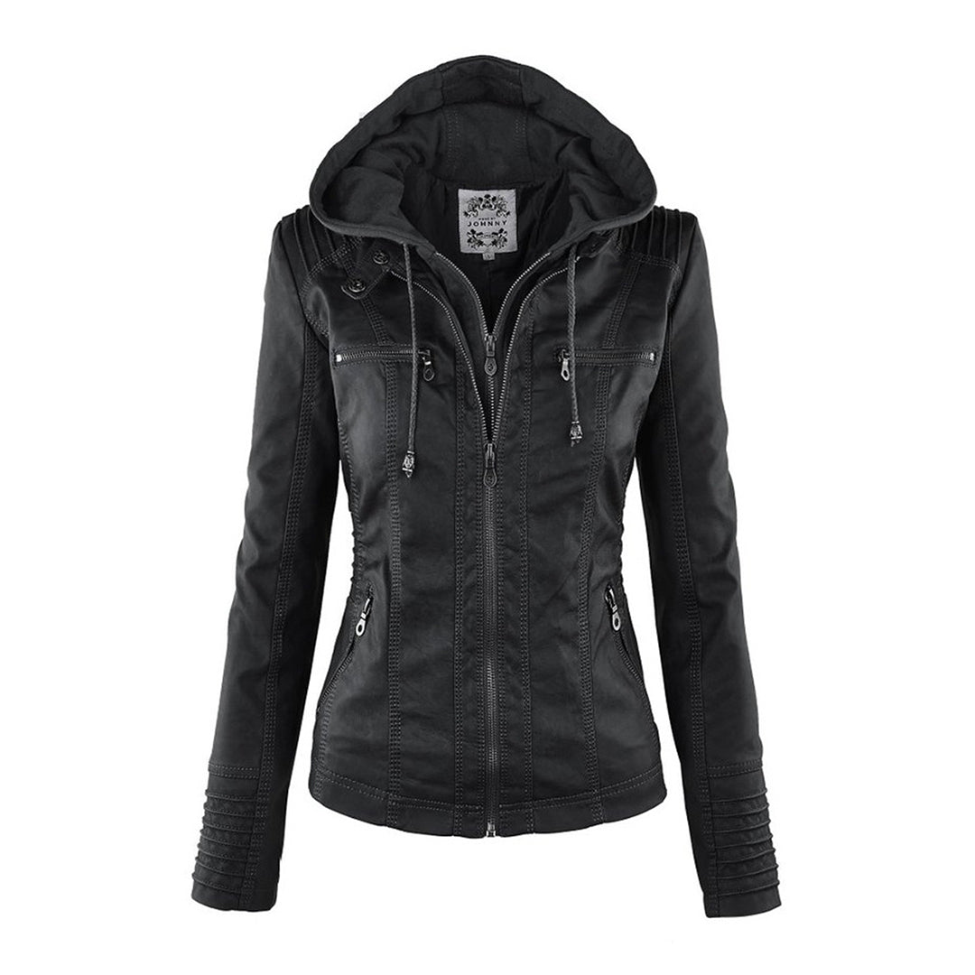 Wetterfeste Lederjacke mit Kapuze