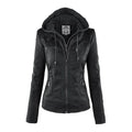 Elegante Biker-Lederjacke mit Kapuze