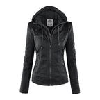 Elegante Biker-Lederjacke mit Kapuze