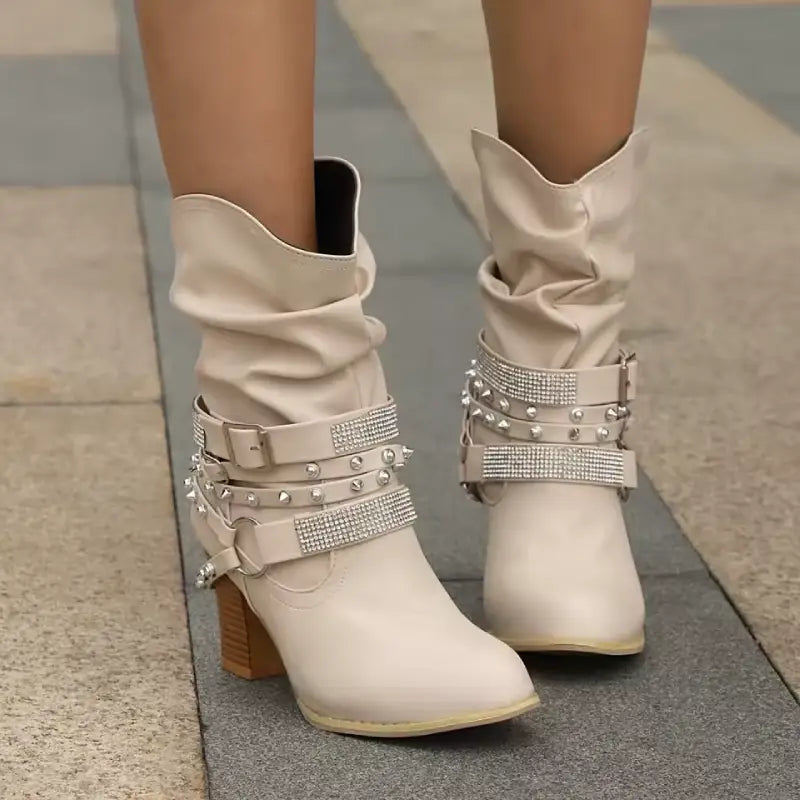 Goldie - Stiefel mit Strass und Schnalle