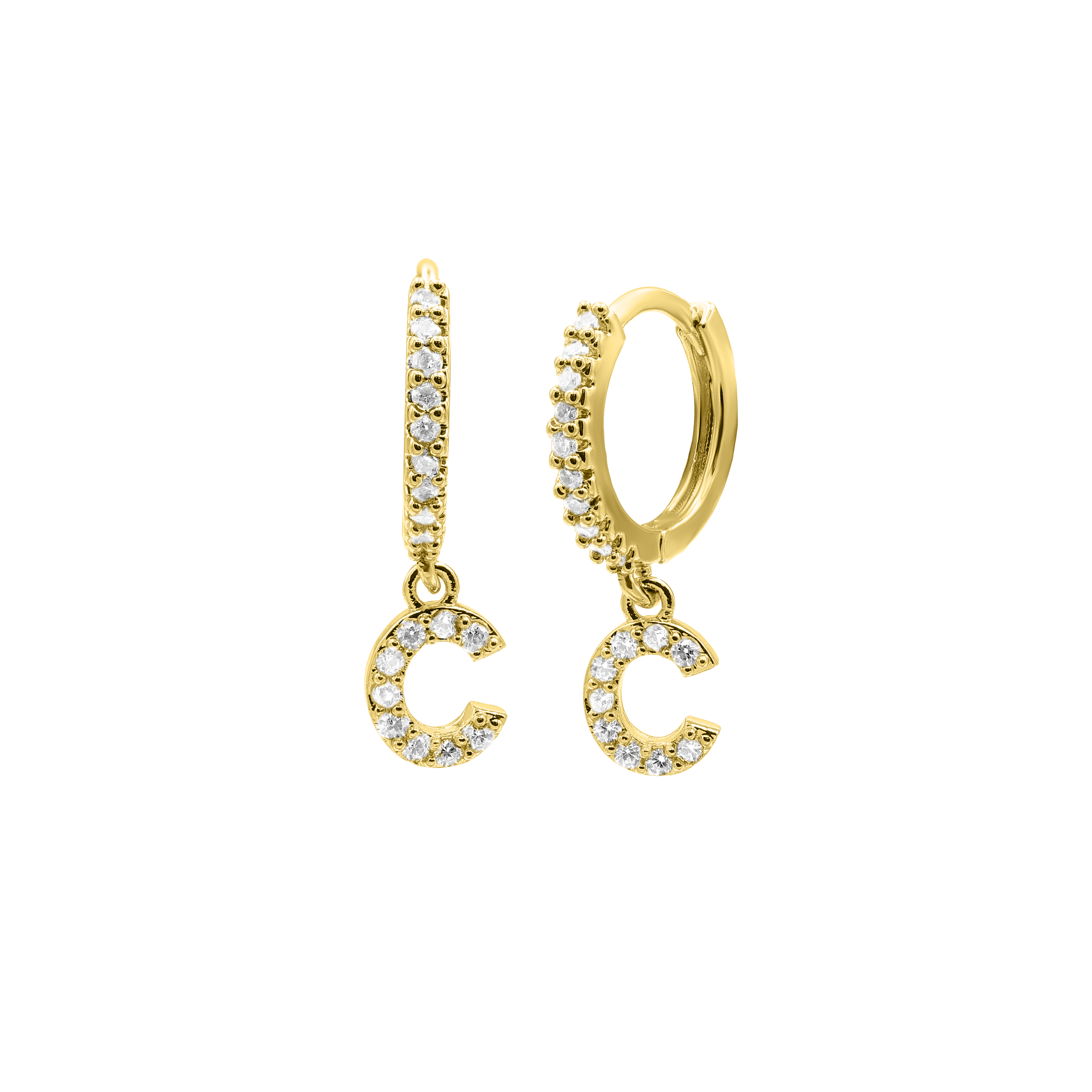 Shiny Letter Ohrringe 18K Vergoldet