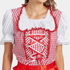 Dirndl Damen Kurz Kariert Rot Klassisch - Irmgard