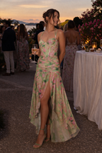 Langes geblümtes Damenkleid im eleganten Stil - Carla