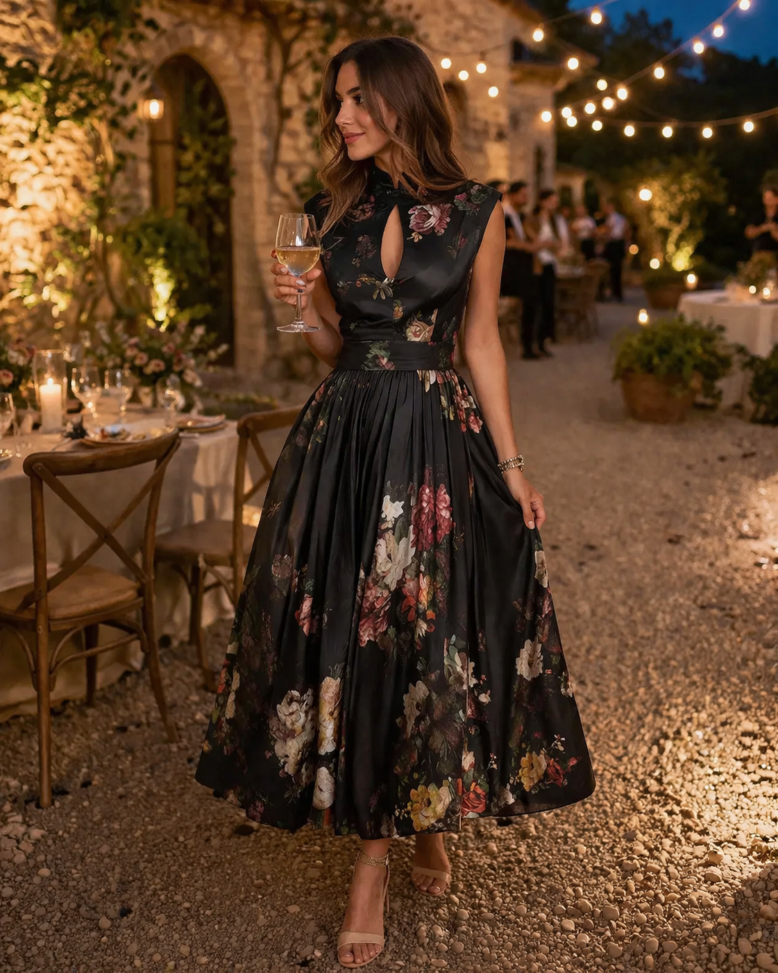 Elegantes Midikleid mit Blumenmuster für Damen - Giada