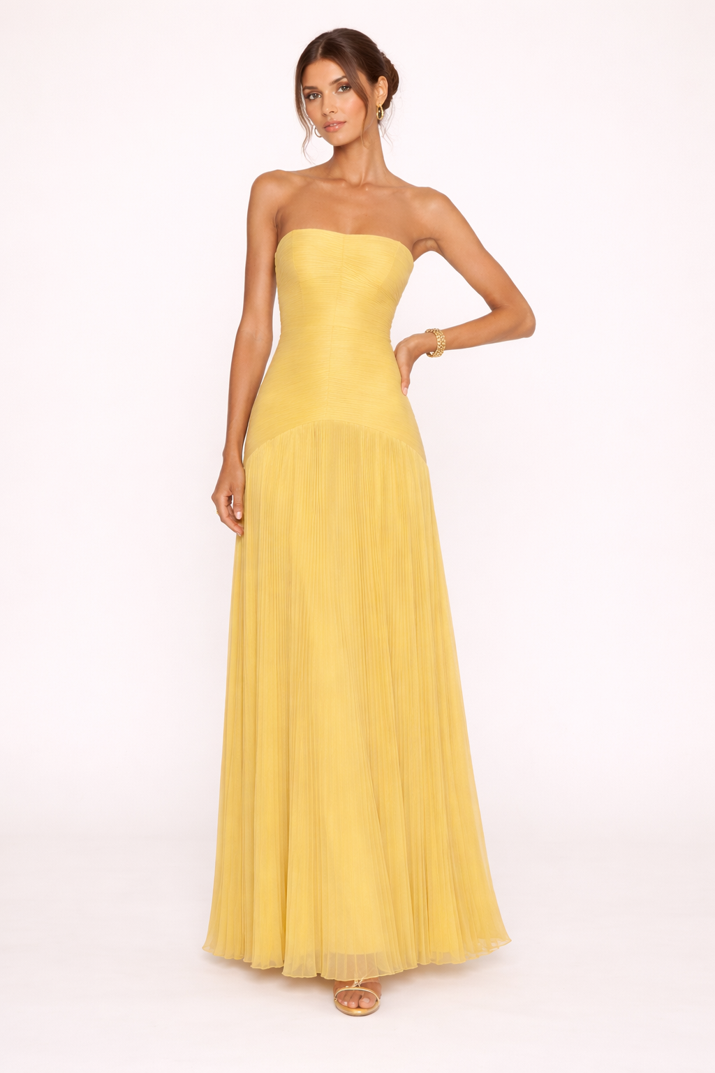 Trägerloses plissiertes Maxikleid trägerlos Frau Sommerkleid Frau - Arvella