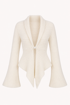 Damen-Strickcardigan mit V-Ausschnitt und ausgestelltem Ärmel – Gundula