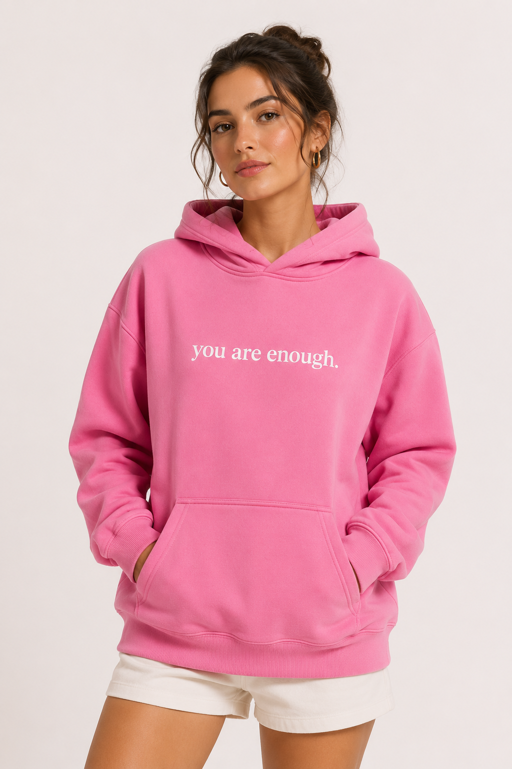 Damen-Sweatshirt mit Kapuze, Kängurutasche und Aufdruck auf der Vorderseite – Irmgard