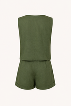 Set aus Weste und Shorts für Damen aus Leinen und Baumwolle – Rita
