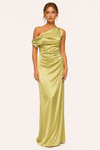 Langes, drapiertes Ein-Schulter-Kleid für Damen – Guita