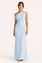 Langes, drapiertes Ein-Schulter-Kleid für Damen – Guita