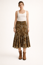 Damen Midirock bedruckt hohe Taille Boho-Stil - Nerida