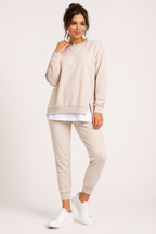 Damen-Set aus Sweatshirt mit Seitenschlitzen und Jogginghose – Louise