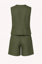 Set aus Weste und Shorts für Damen aus Leinen und Baumwolle – Lotte