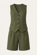 Set aus Weste und Shorts für Damen aus Leinen und Baumwolle – Lotte