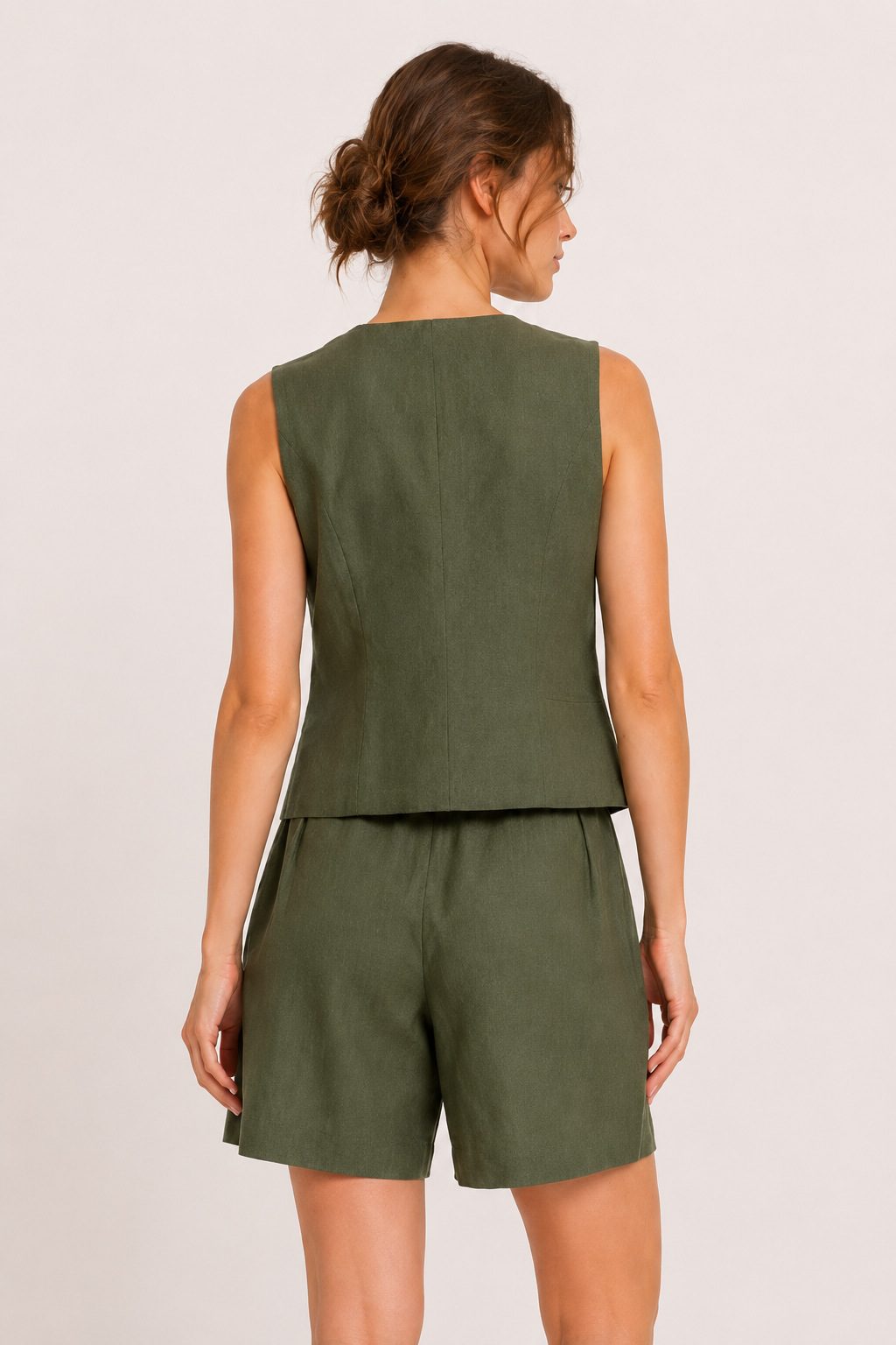 Set aus Weste und Shorts für Damen aus Leinen und Baumwolle – Lotte