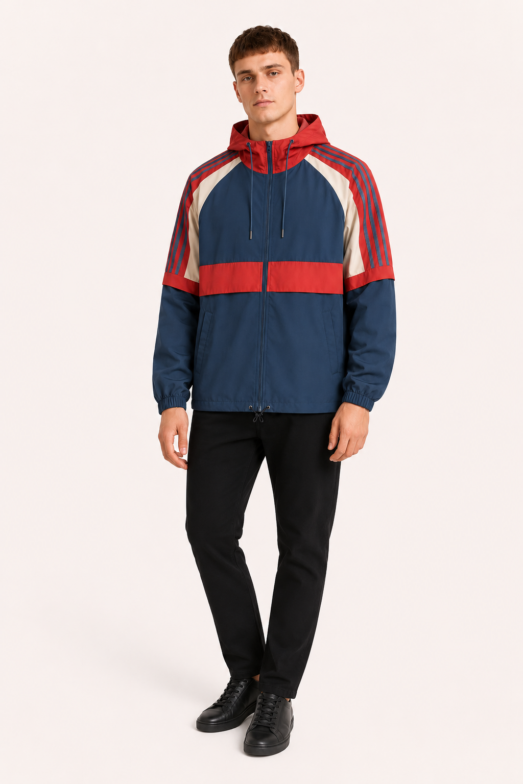 Sportliche Herrenjacke mit Kapuze und Windschutz – Adriano