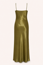 Satin-Midi-Kleid im Lingerie-Stil für Damen mit V-Ausschnitt – Leni