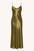 Satin-Midi-Kleid im Lingerie-Stil für Damen mit V-Ausschnitt – Leni